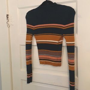 Forever 21 Striped Long Sleeved Cropped Turtleneck